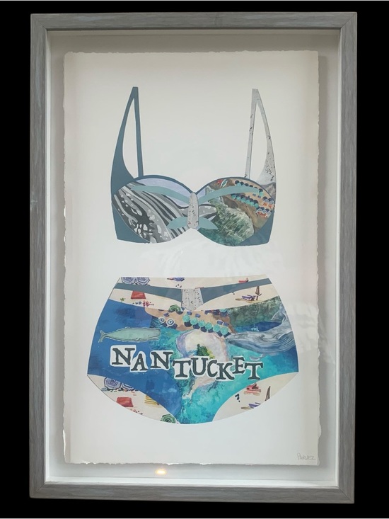 Parvez Taj Other - Parvez Taj "You're at the Beach Swimsuit" framed wall art Gray Frame Under Glass